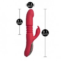 Thrusting Vibrator. 12 Thrusting & 12 Vibrating Functions, Heating, Silicone, Rechargeable, RED